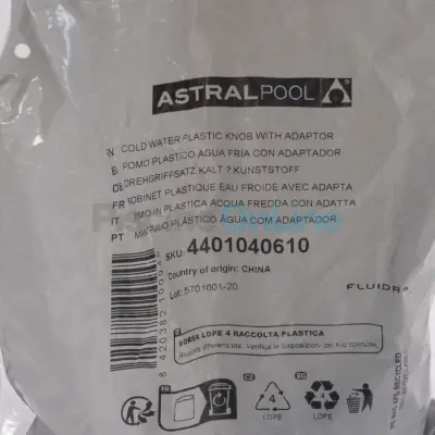 Robinet eau froide (ABS + laiton + inox) pour douche Astral 1 pommeau et 2 robinets - avec adaptateur (4401040610)