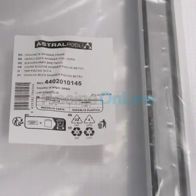 Bride skimmer Grande Meurtrière Béton + enjoliveur + vis métriques M6x12mm - GRIS (4402010145)