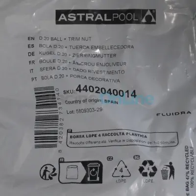 Boule Ø20 + écrou enjoliveur pour buse de refoulement (4402040014)