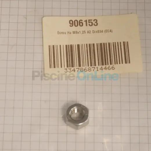Ecrou Hu M8x1.25 A2 Din934 pour axe volet ECA (906153)