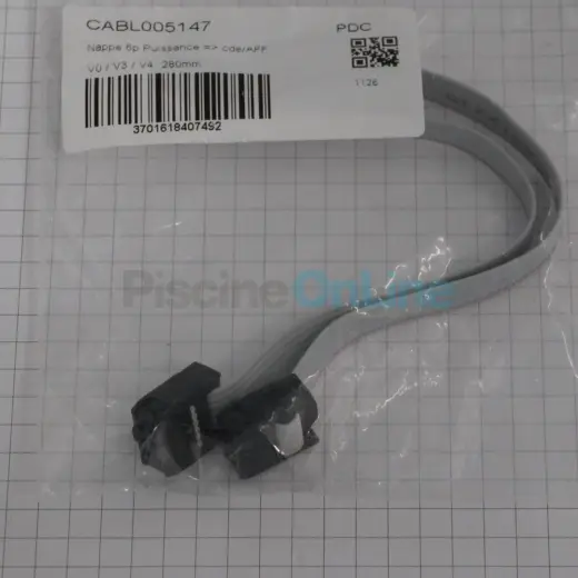 Câble nappe HE10 à 6 broches (280 mm) – liaison entre affichage et carte puissance - JUSTSALT / POOLSQUAD (CABL005147-PDC)