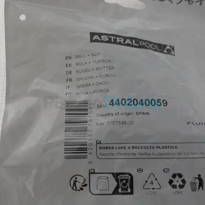 Rotule + écrou ANTHRACITE pour buse de refoulement (4402040059)