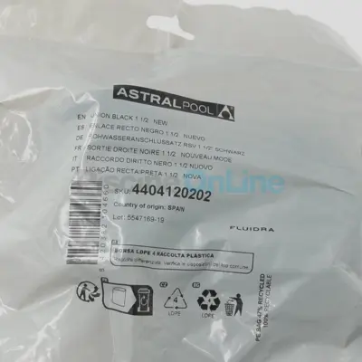 Liaison Droite + écrou + joints pour vanne noire NM 1'1/2 et Filtre à sable Century (4404120202)