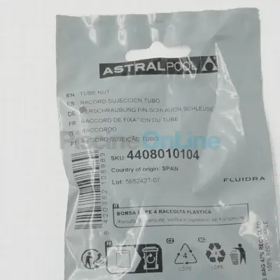 Raccord de fixation de tube pour doseur chlore-brome ASTRAL (4408010104)