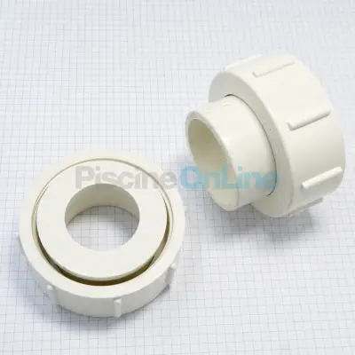 Raccords de connexion blanc avec écrou (x2) pour pompes à chaleur Caliente Inverpool (pour le joint voir ref 133020026) (113900082)