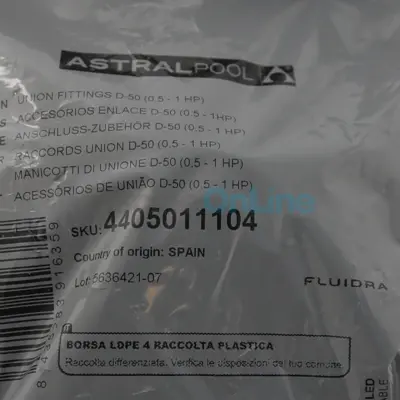 Raccords union Diamètre 50 pour pompes VERDON, VERDON VS, CALITA 2 VS,  VBL 0,5 à 1 CV (4405011104)