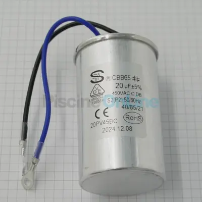 Condensateur 20 µF - pour moteur de pompe 0.75 à 1.5 CV - 75x44 mm (B-COND-20)