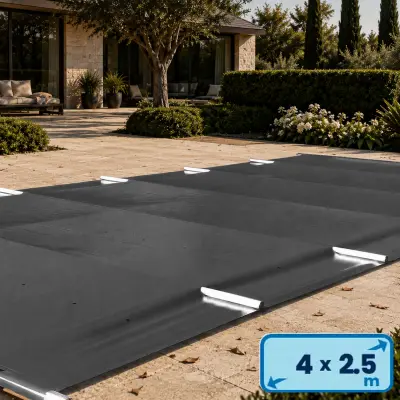 Bâche à barres 4.50m x 3m pour piscine  4m x 2,5m JM Bâches Standard gris anthracite (086754)