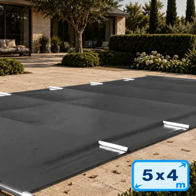 Bâche à barres 5.5m x 4.5 pour piscine 5m x 4m JM Bâches Standard gris anthracite (086756)