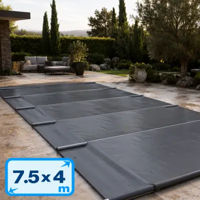 Bâche à barres 8m x 4.5m pour piscine 7,5m x 4m JM Bâches Standard gris anthracite (086769)