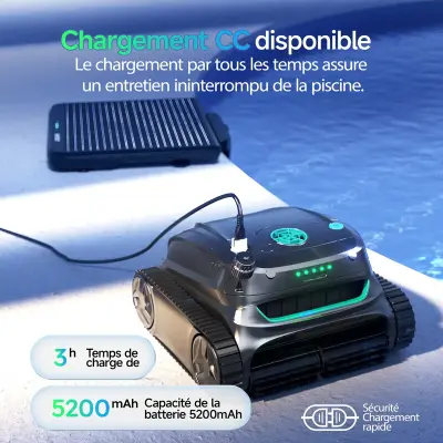Chargement du robot piscine sans fil Wybot S2 avec station de charge