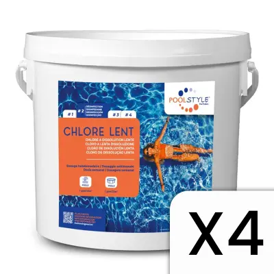 Chlore lent PoolStyle PSL-500-0002 - Lot de 4 seaux
