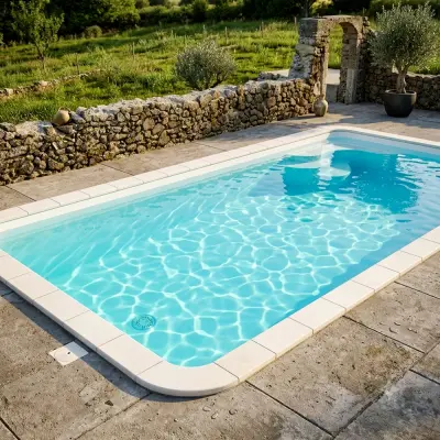 Piscine coque polyester PETRA 8,10 x 4,00m hauteur 1,50m fond plat sans filtration (PISSIONLI)
