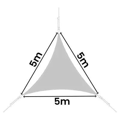 Dimensions voile d'ombrage triangulaire 5m x 5m x 5m