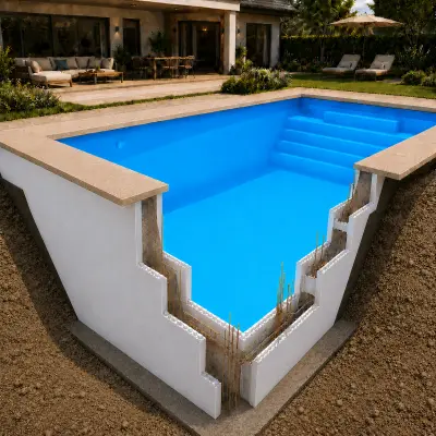 Kit piscine béton Astral First Bloc 7x3.50m H1.50m - Liner filtration et pièces à sceller ()