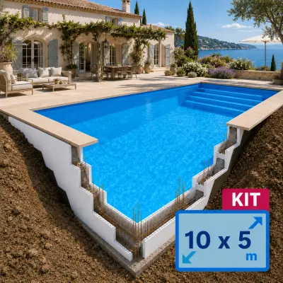 Kit piscine béton 10 x 5 m TRADIPOOL blocs polystyrène à monter soi-même (KITPOLY10X5)