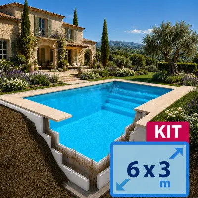 Kit piscine béton 6 x 3 m TRADIPOOL blocs polystyrène à monter soi-même (KITPOLY6X3)
