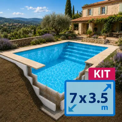 Kit piscine béton 7 x 3.5 m TRADIPOOL blocs polystyrène à monter soi-même (KITPOLY7X3.50)