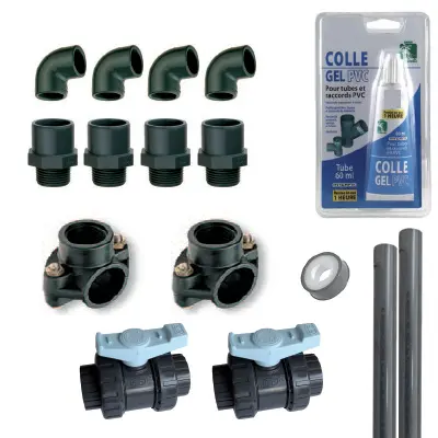 Kit raccordement plomberie pour surpresseur, chlorinateur et brominateur