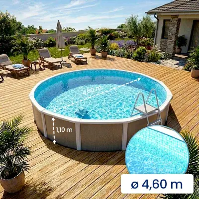 Revêtement de piscine ronde en mosaïque, épaisseur 0,30 mm - 4,6 x 1,1 m