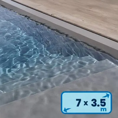 Liner piscine gris 7x3,50m H1,50m - 75/100ème prêt à poser