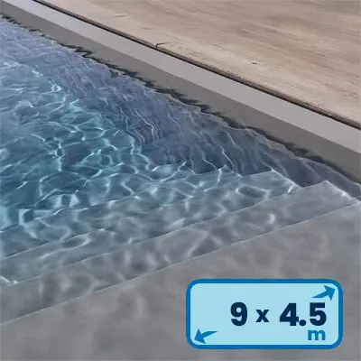 Liner piscine gris 9x4,50m H1,50m - 75/100ème prêt à poser