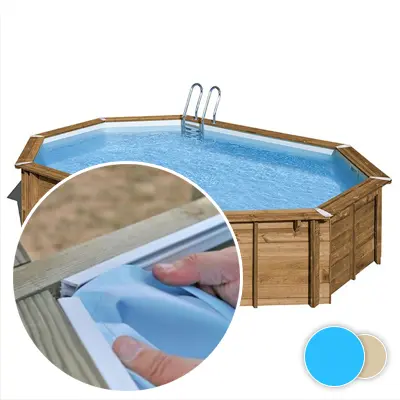 Liner piscine bois SUNBAY Avocado - 6,56m x 4,56m x 1,31m 75/100ème bleu
