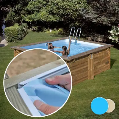 Liner piscine bois SUNBAY Carra 305 - 3,05m x 3,05m x 1,19m 75/100ème bleu