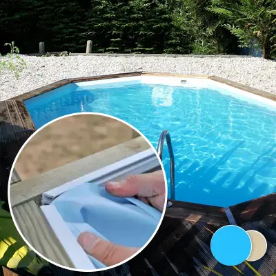 Liner piscine bois SUNBAY Grenade 2 - 4,36m x 3,36m x 1,19m 75/100ème bleu