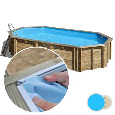Liner piscine bois SUNBAY Orange - 7,55m x 4,56m x 1,46m 75/100ème bleu