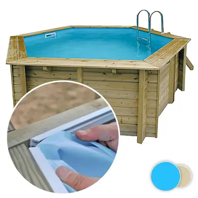 Liner piscine bois UBBINK Azura 410 - 4,1m x 1,2m x m 75/100ème bleu