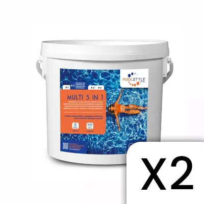 Chlore 5 en 1 multifonctions 4 kg PoolStyle PSL-500-0003 - Lot de 2