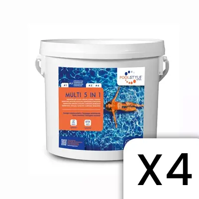Chlore 5 en 1 multifonctions 4 kg PoolStyle PSL-500-0003 - Lot de 4