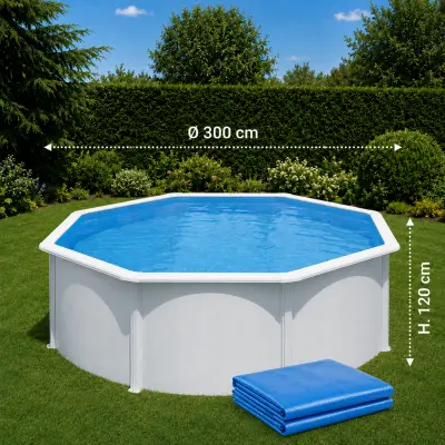 Liner piscine Gré ronde Ø 300 x 120 cm épaisseur 40/100 Bleu Uni - Jonc d'accrochage Hung (FPR301)