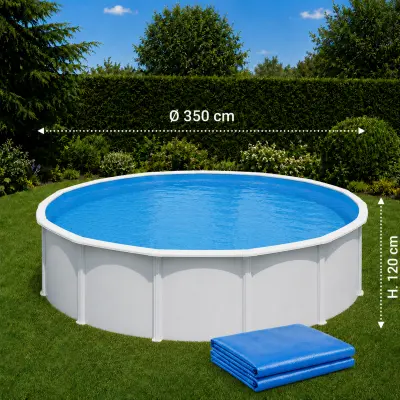 Liner piscine Gré ronde Ø 350 x 120 cm Bleu Uni épaisseur 30/100e - fixation en overlap (FSPR350)