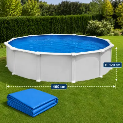 Liner piscine Gré ronde Ø 460 x 120 cm épaisseur 30/100e Bleu Uni - fixation en overlap (FSPR460)