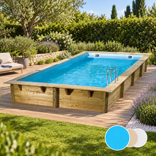 Piscine bois rectangulaire Linéa UBBINK 350x650 - H140cm - Liner Bleu 75/100ème (7504761)