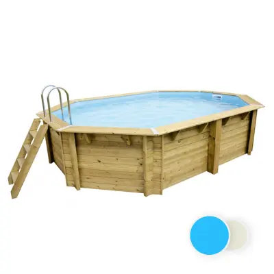Piscine bois UBBINK Caraïbes liner bleu 500 x 350