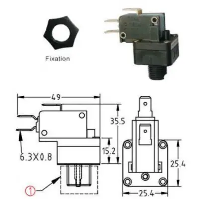 Interrupteur pneumatique bistable Faible force 55g 6A max
