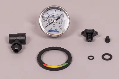 Manomètre axial à bain d'huile 3 bars avec té et bouchon de purge d'air