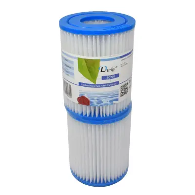 Cartouches de filtration D.108 mm - H.140 mm - Ouverte haut D.50 mm et bas D.50 mm (Bestway type II) (x2)