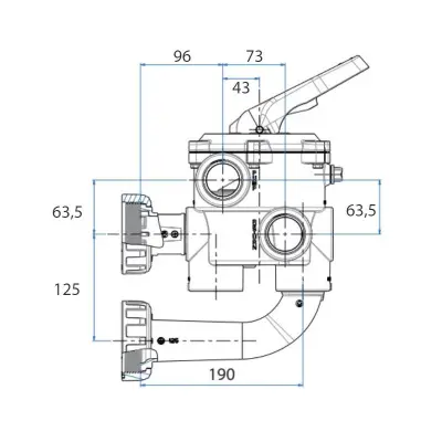 Vanne blanche side 1"1/2 Classic Plus avec liaisons entraxe 125 mm (existe en noir 73950)