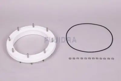 Ensemble bride de couvercle blanc + joint + écrou
