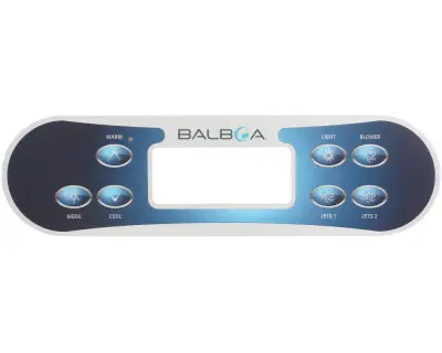 Façade autocollante VL700S (Warm, Mode, Cool, Light, Blower, Jets 1, Jets 2)