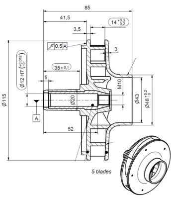 Turbine Ø 115 mm. L 14 mm