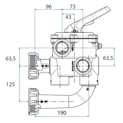 Vanne blanche side 1"1/2 Classic Plus avec liaisons entraxe 125 mm (existe en noir 73950)