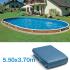 Liner piscine hors sol ovale 5.50m x 3.70m coloris Bleu uni