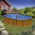 Piscine hors sol acier aspect bois ovale MAURITIUS avec jambes de force 5.27m x 3.27m x H:1.32m