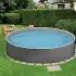 Piscine acier ronde AZURO Rattan Ø4.60m x H1.20m avec liner bleu, skimmer et buse de refoulement