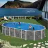 Piscine ovale SANTORINI paroi acier décoration pierre 610 x 375  x 132 cm